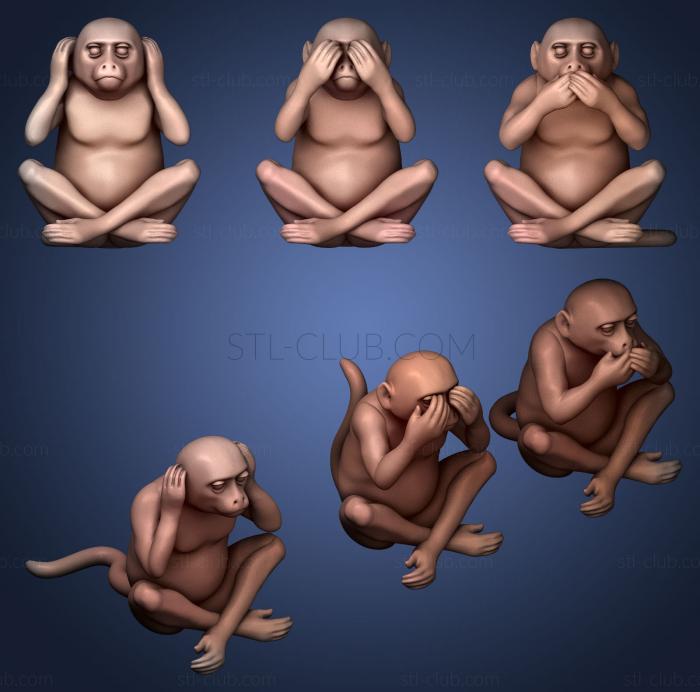 3D model Monkeys poses (STL)